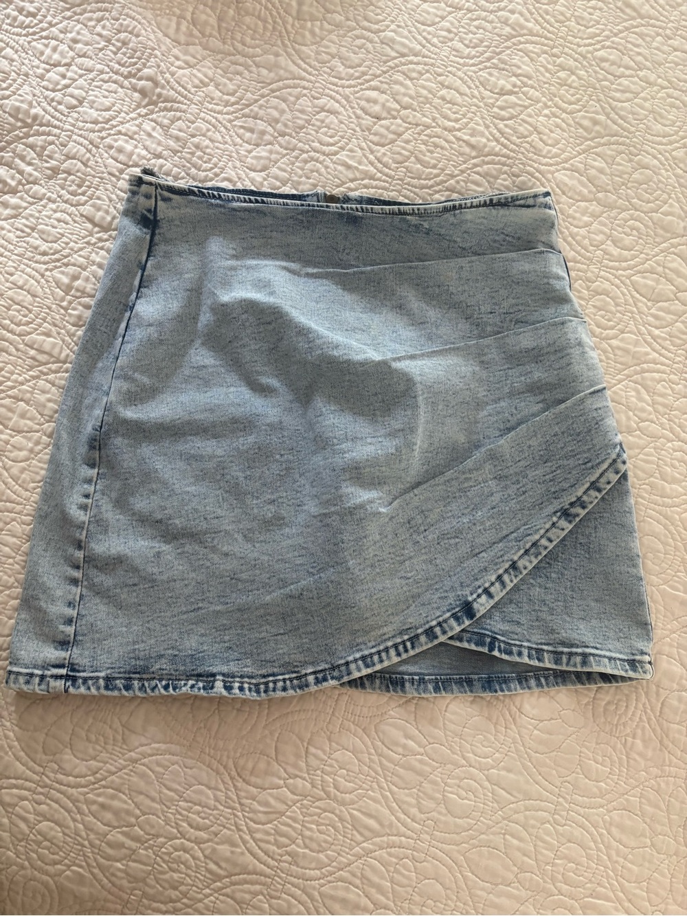 Light Wash Denim Wrap Mini Skirt - Women - comfy & stretchy